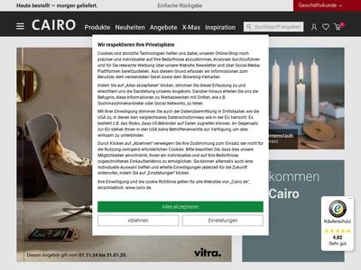 Website von CAIRO Aktiengesellschaft Einrichtungsversand