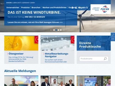 Website von Fuchs Lubritech GmbH