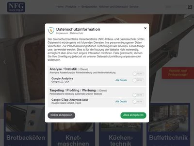 Website von NFG Imbiss- und Gastrotechnik GmbH