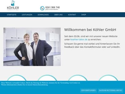 Website von Köhler GmbH