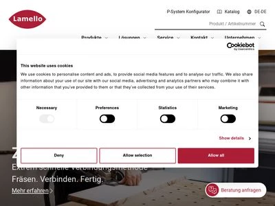 Website von Lamello GmbH