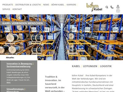 Website von böhm Kabeltechnik GmbH