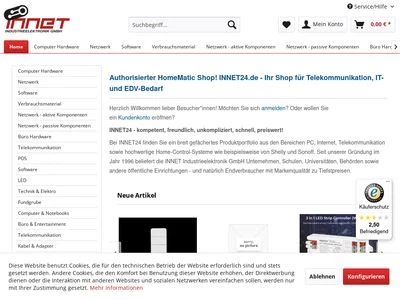 Website von Innet Industrieelektronik Vertriebs GmbH