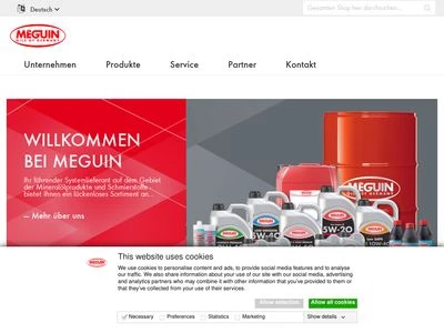 Website von Meguin GmbH & Co.KG Mineraloelwerke