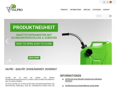 Website von VALPRO ltd.