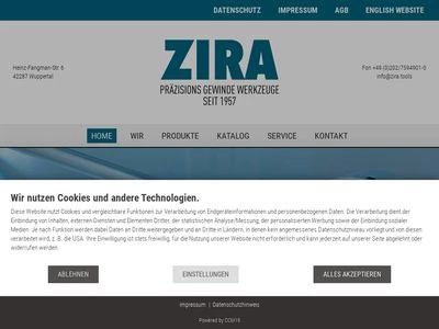 Website von ZIRA PRÄZISIONS-GEWINDE-WERKZEUG