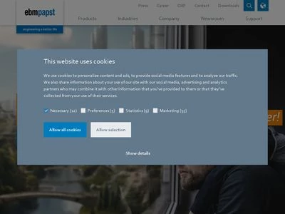 Website von ebm-papst Mulfingen GmbH & Co. KG