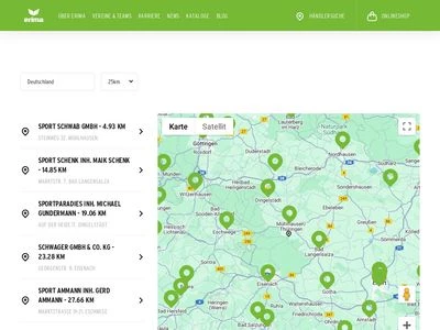 Website von Erima GmbH