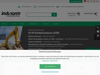 Website von Indunorm Hydraulik GmbH