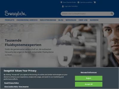 Website von Swagelok Leipzig - B.E.S.T. Fluidsysteme GmbH 