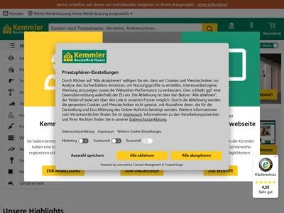 Website von Kemmler Baustoffe GmbH