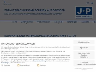 Website von J+P Maschinenbau GmbH