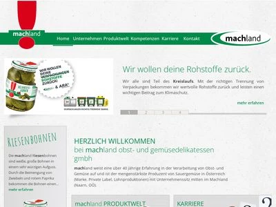 Website von machland Obst- und Gemüsedelikatessen GmbH