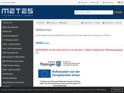 Website von metes technology GmbH