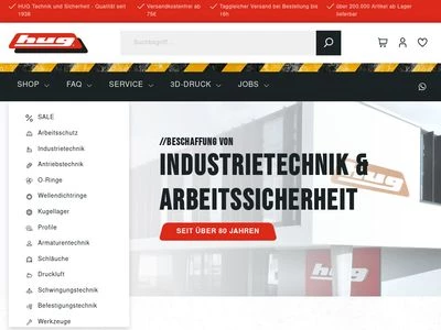 Website von HUG® Technik und Sicherheit GmbH - Technischer Großhandel