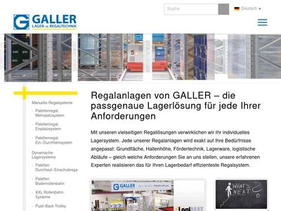 Website von Galler Lager- und Regaltechnik GmbH