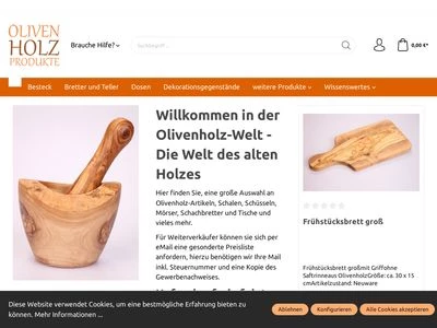 Website von THD Agentur Olivenholzhandel