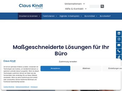 Website von Claus Kindt Bürotechnik GmbH