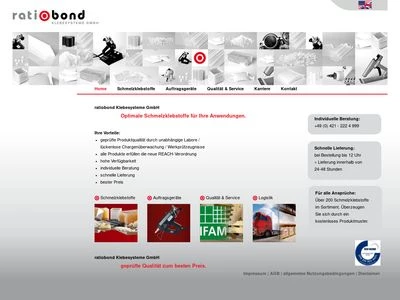 Website von ratiobond Klebesysteme GmbH