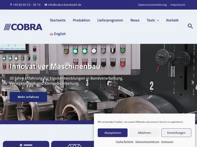 Website von Cobra Bandstahl GmbH