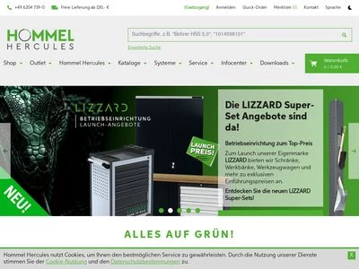 Website von Hommel Hercules Werkzeughandel GmbH & Co. KG