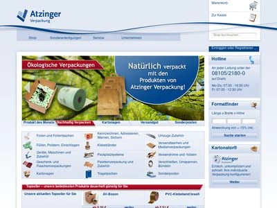 Website von Atzinger Verpackung GmbH