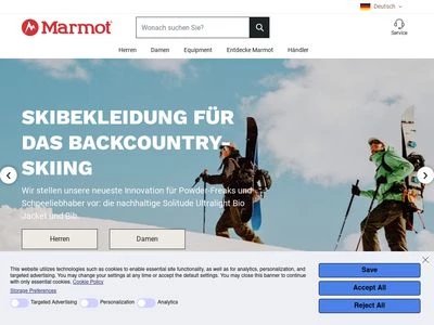 Website von Marmot Mountain Europe GmbH