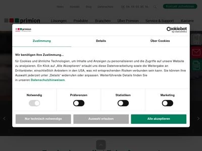 Website von primion Technology AG