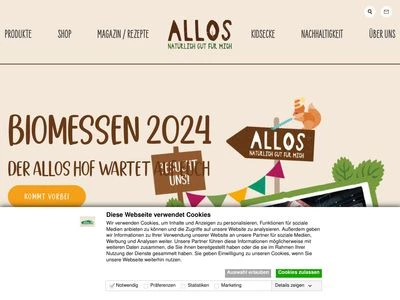 Website von Allos Hof-Manufaktur GmbH