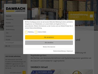 Website von Dambach Lagersysteme GmbH & Co. KG