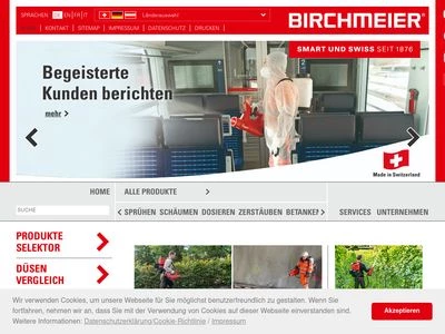 Website von Birchmeier Sprühtechnik AG