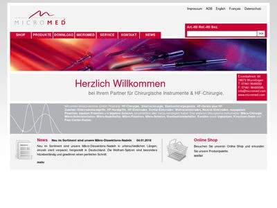 Website von Micromed Medizintechnik GmbH