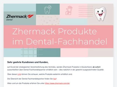 Website von Zhermack GmbH Deutschland