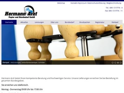 Website von Hermann Arzt Bürobedarf GmbH