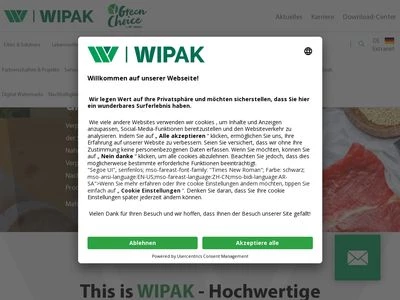 Website von Wipak Walsrode GmbH & Co. KG