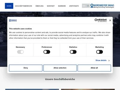 Website von NORDMEYER SMAG Mining & Drilling Technologies GmbH