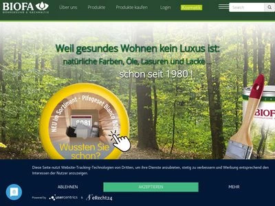 Website von BIOFA Naturprodukte W. Hahn GmbH