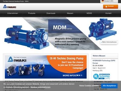 Website von IWAKI EUROPE GmbH