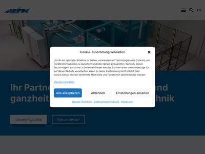 Website von Airtec Thermoprocess GmbH