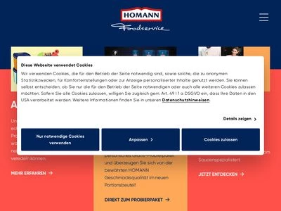 Website von Homann Feinkost GmbH