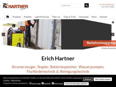 Website von Erich Hartner Großhandel für Werkzeuge und Maschinen e.U.