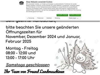 Website von Freund Landmaschinen GmbH & Co. KG