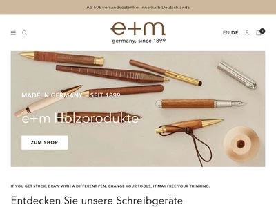 Website von e+m Holzprodukte GmbH & Co. KG