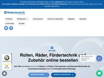 Website von Rollentechnik vom Stein GmbH