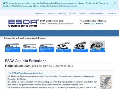 Website von ESDA Gerätetechnik GmbH