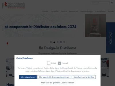 Website von pk components GmbH