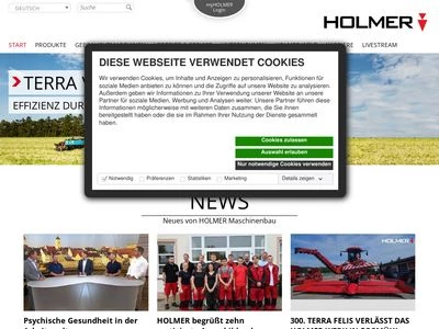 Website von HOLMER Maschinenbau GmbH