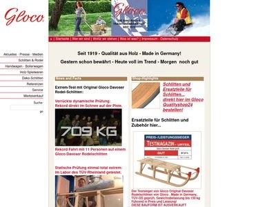 Website von Gloco Holzwaren GmbH