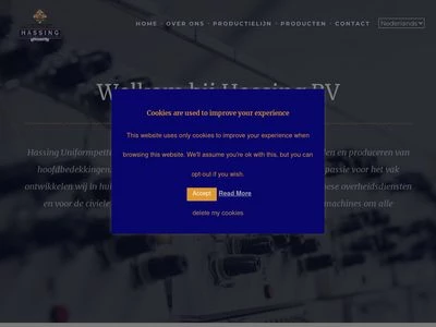Website von Uniformpettenfabriek Hassing BV