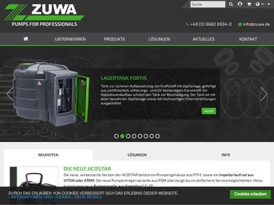 Website von ZUWA-Zumpe GmbH